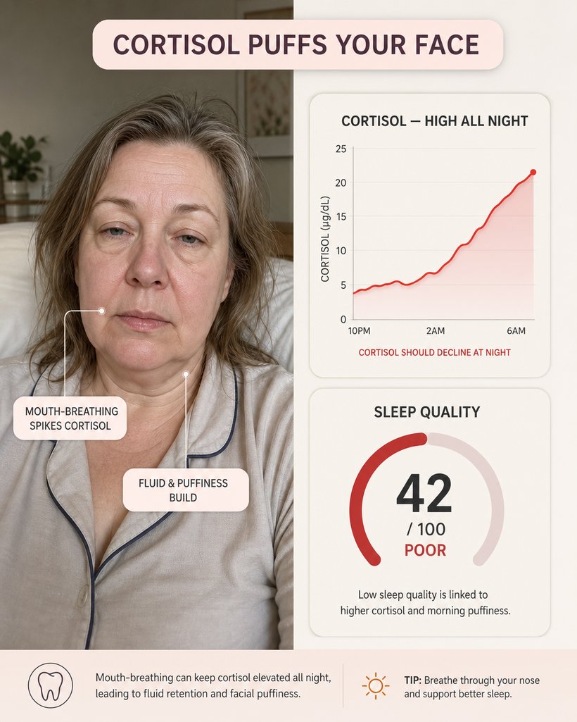Broken sleep spikes cortisol — the hormone behind a puffy, inflamed face