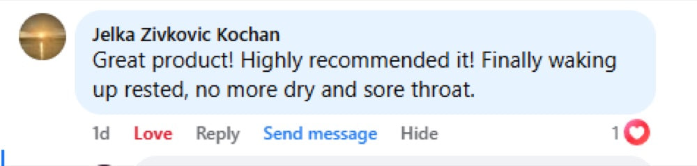 Beauty Sleep customer review about dry mouth