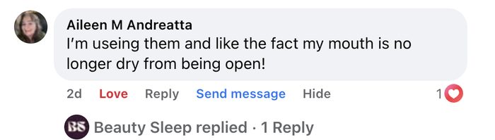 Beauty Sleep customer review about dry mouth