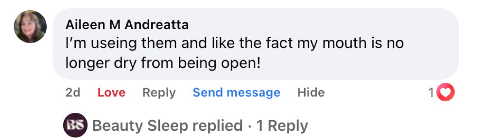 Beauty Sleep customer review about dry mouth