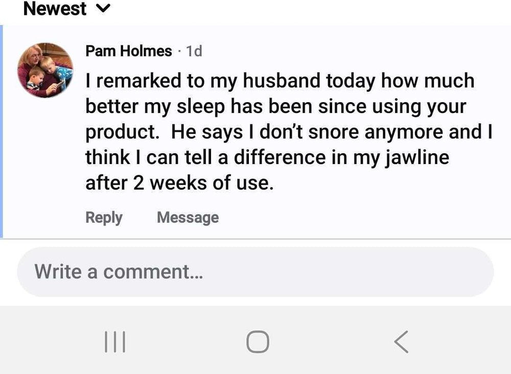 Beauty Sleep customer review about their jawline