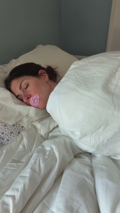 Beauty Sleep customer wearing mouth tape — better breathing