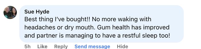 Beauty Sleep customer review about dry mouth