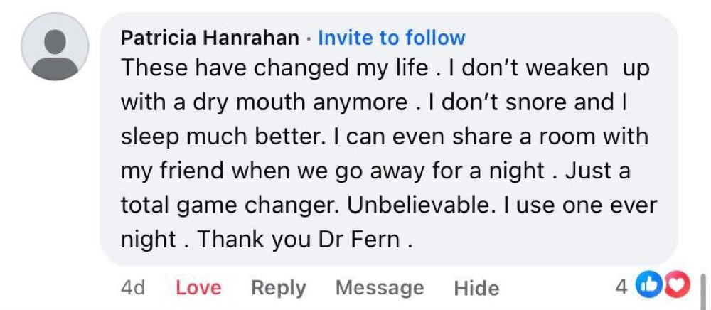 Beauty Sleep customer review about dry mouth