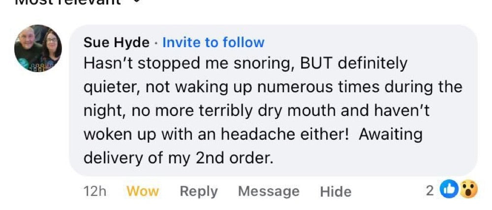 Beauty Sleep customer review about dry mouth