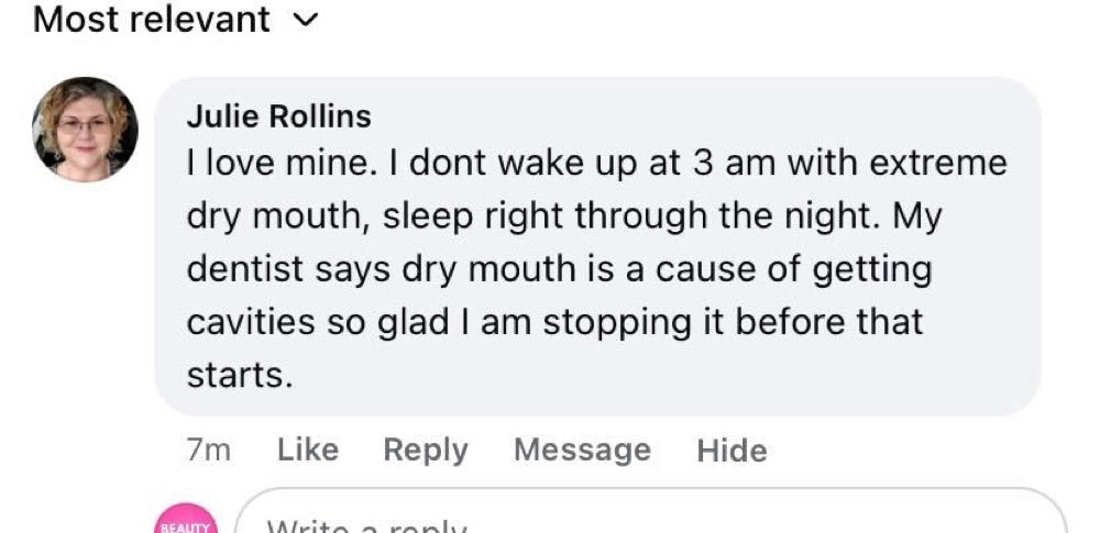 Beauty Sleep customer review about dry mouth