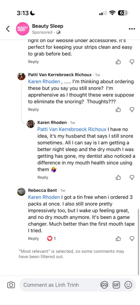 Beauty Sleep customer review about dry mouth