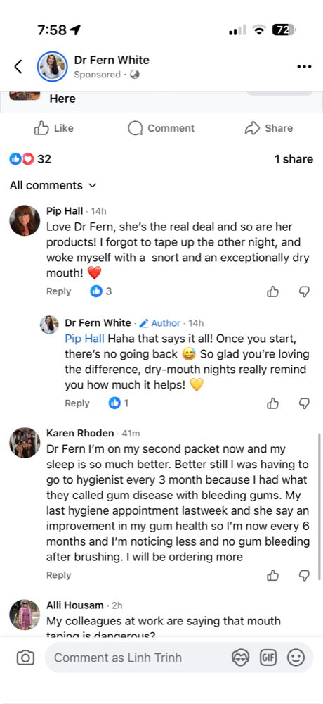 Beauty Sleep customer review about dry mouth