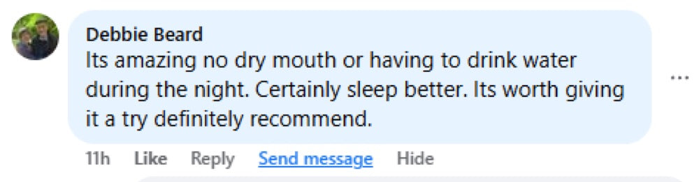 Beauty Sleep customer review about dry mouth