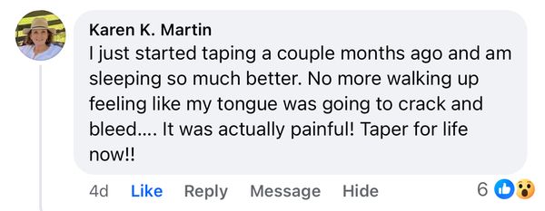 Facebook comment: No more waking up feeling like my tongue was going to crack
