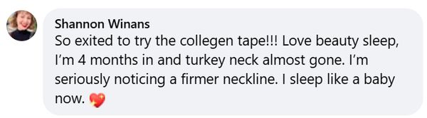 Facebook comment: turkey neck almost gone... noticing a firmer neckline