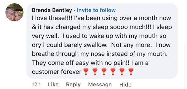 Facebook comment: it has changed my sleep soooo much!!!