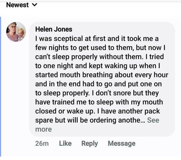 Facebook comment: now I can't sleep properly without them