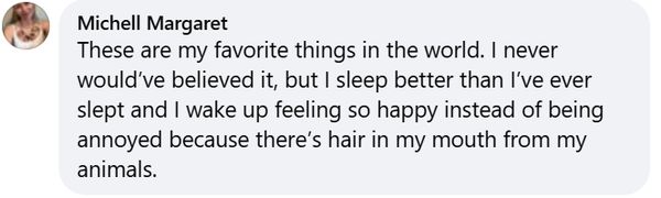 Facebook comment: I sleep better than I've ever slept