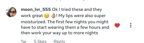 Facebook comment: My lips were also super moisturized