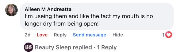 Facebook comment: my mouth is no longer dry from being open