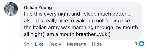 Facebook comment: I do this every night and I sleep much better