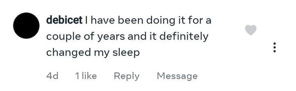 Facebook comment: it definitely changed my sleep