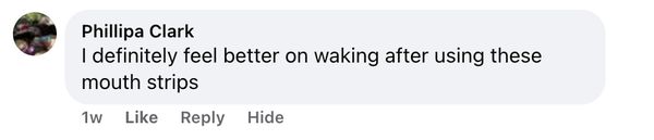 Facebook comment: I definitely feel better on waking
