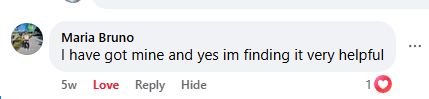 Facebook comment: I'm finding it very helpful