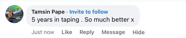Facebook comment: 5 years in taping. So much better
