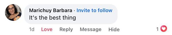 Facebook comment: It's the best thing