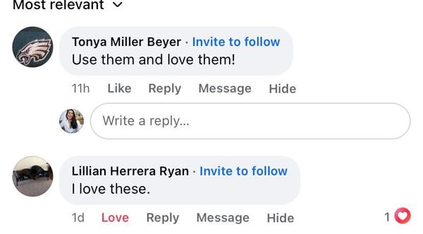 Facebook comment: Use them and love them!