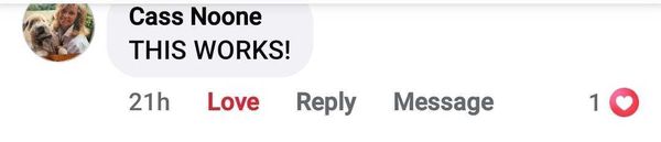 Facebook comment: THIS WORKS!