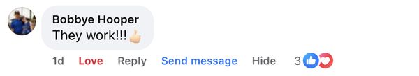 Facebook comment: They work!!!