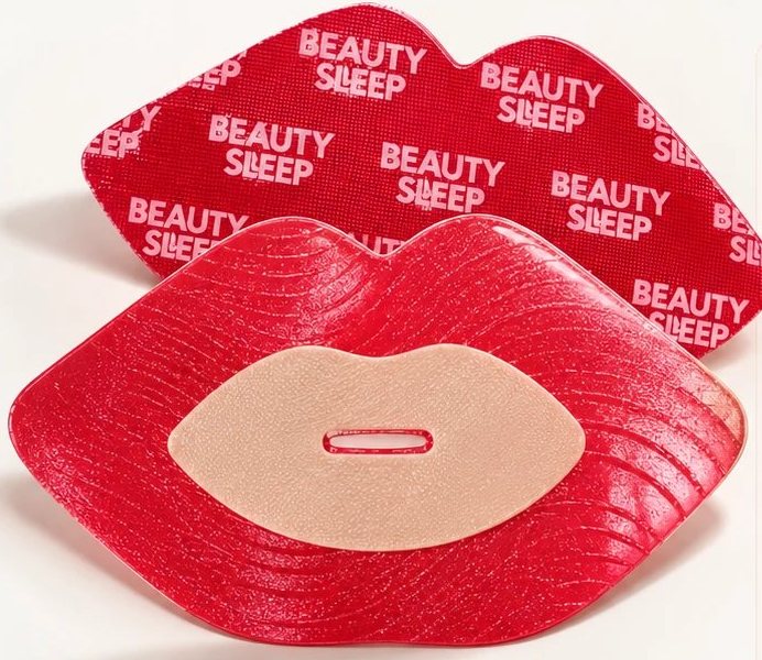 Front and back of a Beauty Sleep Hydrogel Mouth Tape strip