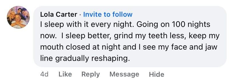 Beauty Sleep customer review about their jawline