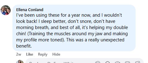 Beauty Sleep customer review about their jawline