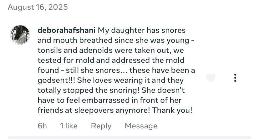 Beauty Sleep customer review about snoring