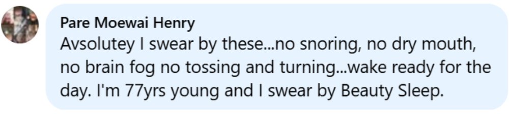 Beauty Sleep customer review about snoring