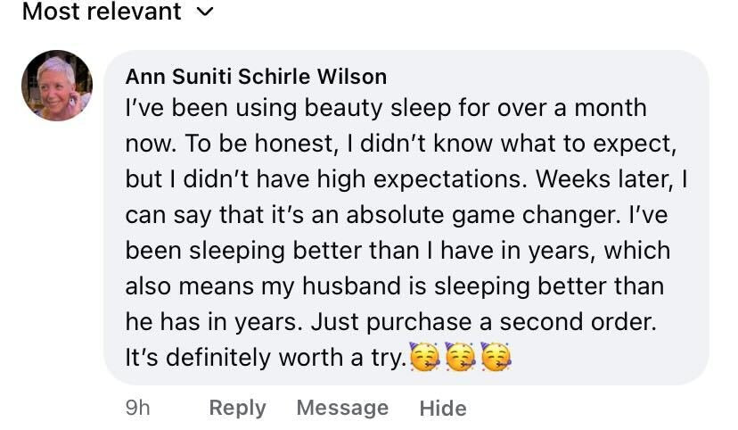 Beauty Sleep customer review about snoring